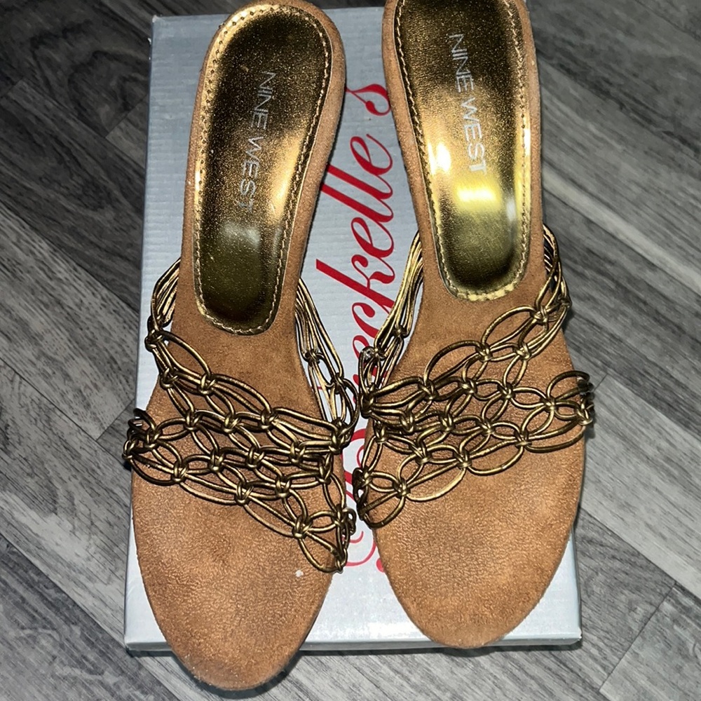 Nine West gold heels